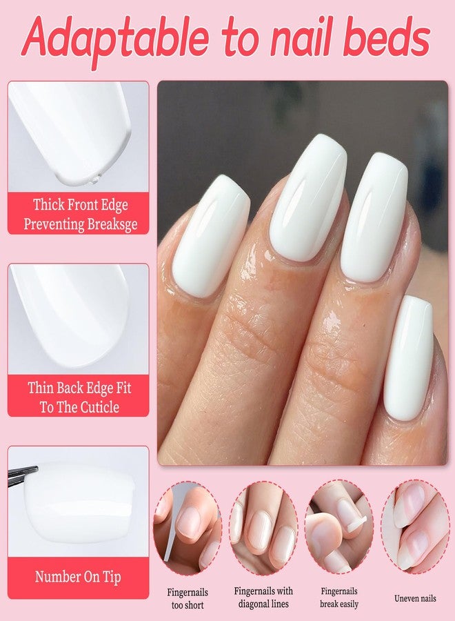 Lifextol 240pc White Coffin Press on Nails Short Fake Nails Press ons for Women Acrylic Nail Presson Nail&Glue Tabs, Short White Fingernails Coffin False Fingernail Tip Stick on Artificial Fingernail - Image 4